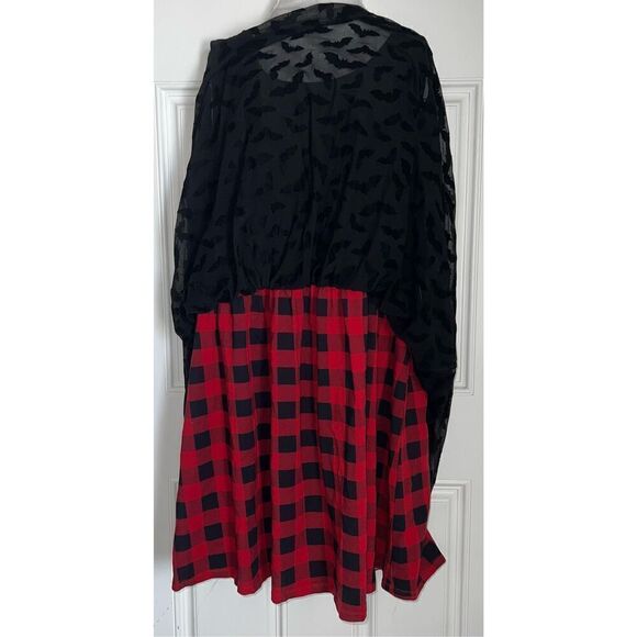 Hot Topic Plaid Bat Mesh Overlay Skater Dress (2X) - Picture 3 of 7